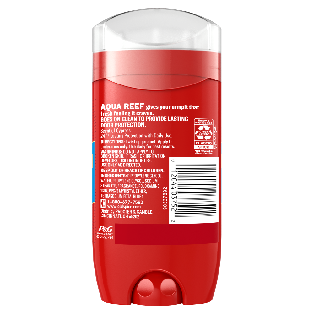 Old Spice Men's Aluminum-Free Deodorant, Aqua Reef, 3.0 Oz