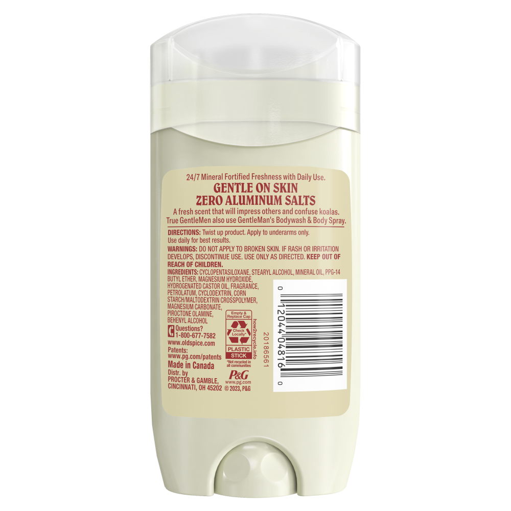 Old Spice GentleMan's Collection Deodorant Aluminum Free Eucalyptus with Coconut Oil, 3.0 oz